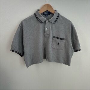Grey Polo Ralph Lauren Y2K Cropped Polo